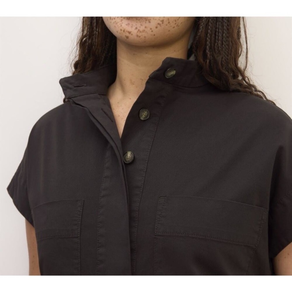 NWT Everlane Black The Easy Workwear Utility shirt Dress Black Organic Cotton - Picture 2 of 9